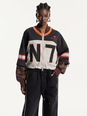 Cheer Up Uniform N7 Colorblock Mesh Bomber Jacket Like New